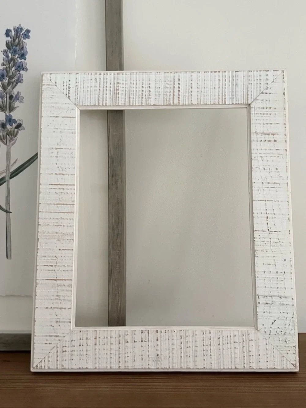 White Decorative Distressed Wood Frame - Farmhouse, Shabby Chic